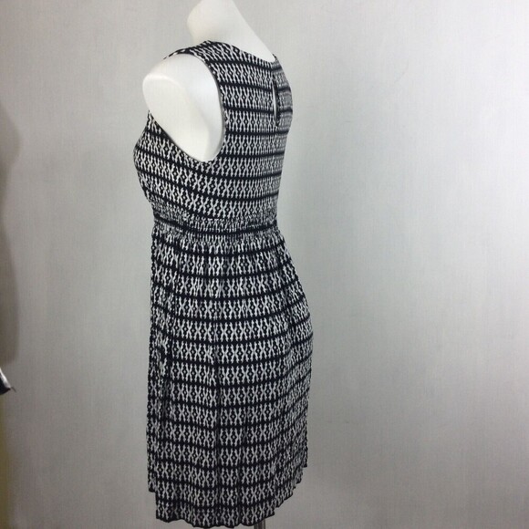 Soma Womens Dress Black White Print Sleeveless Keyhole Front Back Sz Medium - Picture 5 of 11